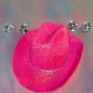 Pink glitter cowboy hat.